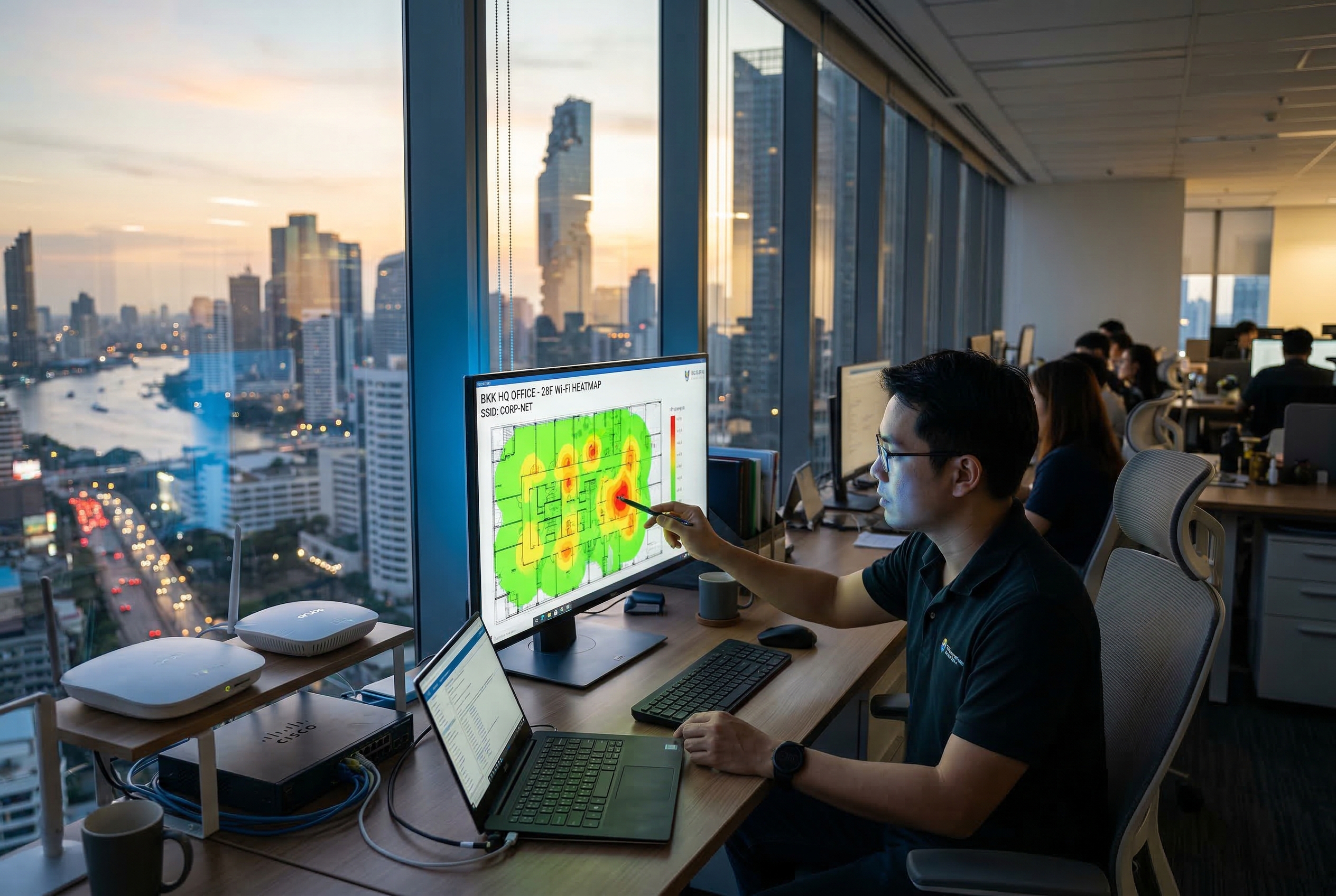 Bangkok business district skyline